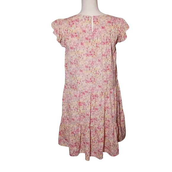 Hayden Los Angeles Floral Ruffle Sleeve Tiered Dress Pink Multi Size S - Picture 9 of 13